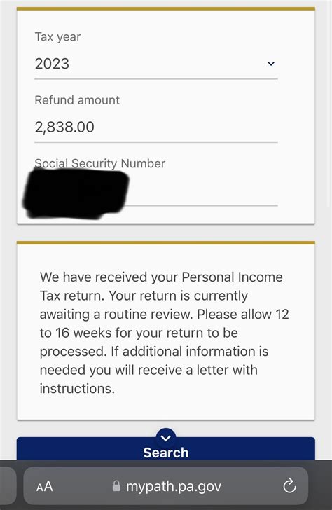 Pennsylvania State Tax Refund 12 16 Weeks R Irs