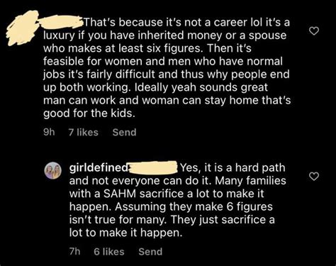 People Are Disagreeing With Gd S New Post Rightfully So Apparently If You Re Too Poor To Be A Sahm And Have No Other Option Than To Get A Job Then You Re Not Sacrificing