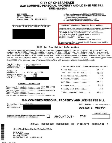 Personal Property Tax Bill Sample Chesapeake Va Personal Property Tax Bill Sample Chesapeake Va