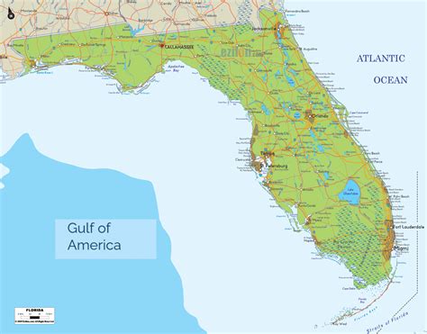 Physical Map Of Florida Ezilon Maps Physical Map Of Florida Ezilon Maps