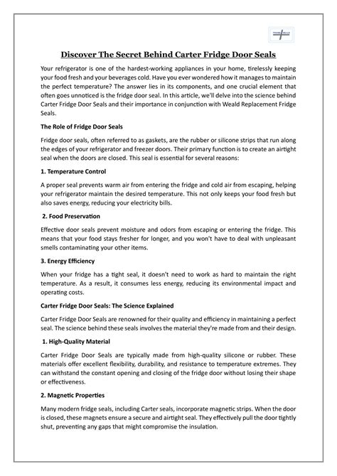 Ppt Discover The Secret Behind Carter Fridge Door Seals Powerpoint Presentation Id 12564058 Ppt Discover The Secret Behind Carter Fridge Door Seals Powerpoint Presentation Id 12564058