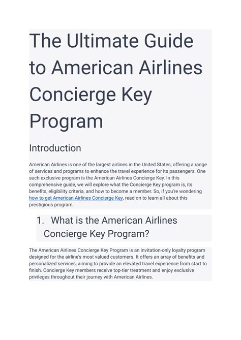 Ppt The Ultimate Guide To American Airlines Concierge Key Program Powerpoint Presentation Id