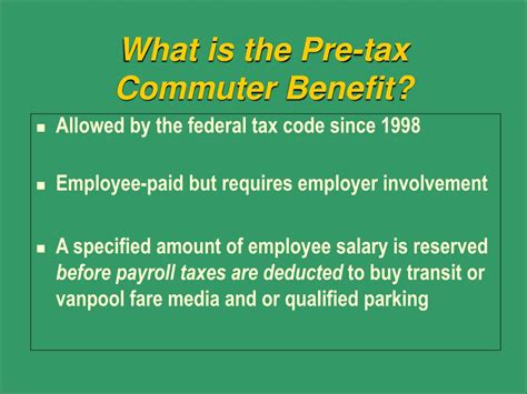 Pre Tax Commuter Benefit