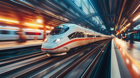 Premium Ai Image Speed And Efficiency A Fast Train Passing Through A Modern Train Station