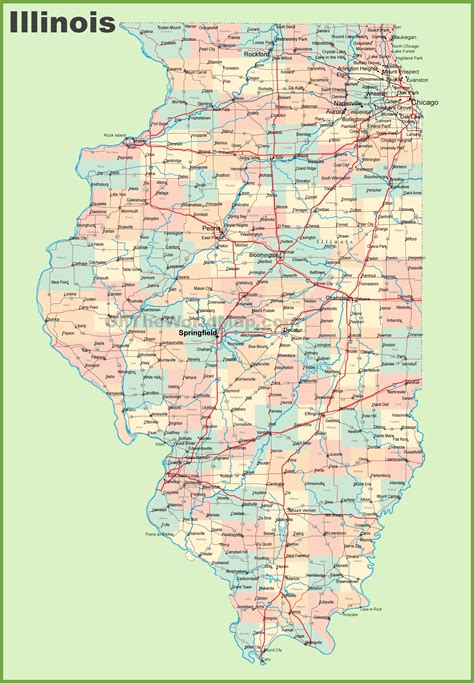 Printable Map Of Illinois Cities And Towns
