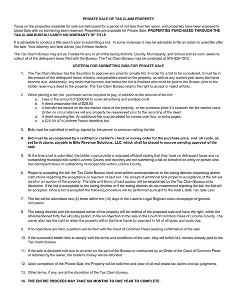 Private Sale Luzerne County Tax Claim Private Sale Luzerne County Tax Claim