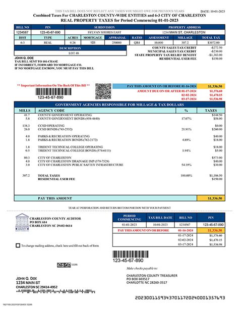 Real Property Tax Bill Sample Charleston County Government
