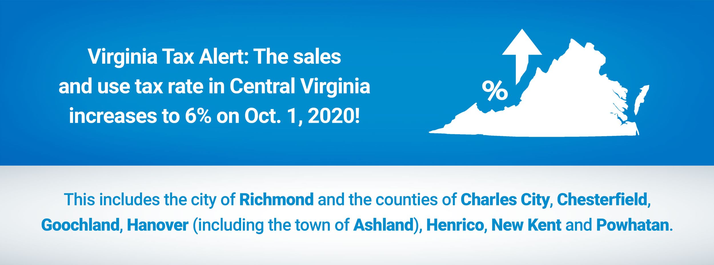 Sales Tax Increase In Central Virginia Region Beginning Oct 1 2020 Virginia Tax Sales Tax Increase In Central Virginia Region Beginning Oct 1 2020 Virginia Tax