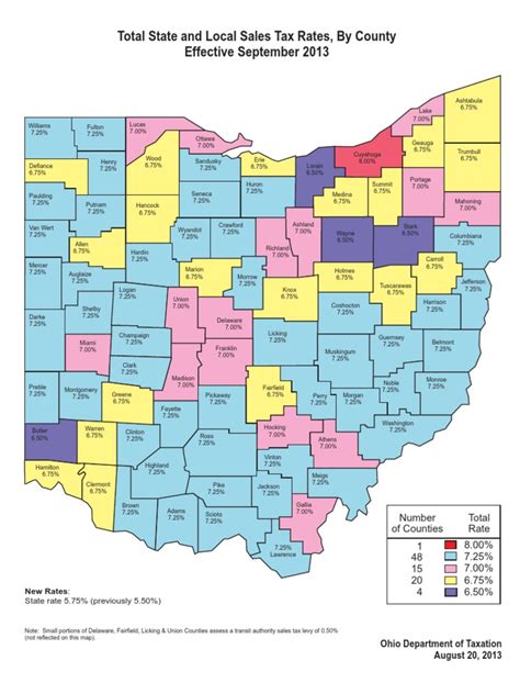 Sales Tax Rates By County In Ohio Pdf Ohio The United States