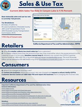Sales Use Tax Information News Announcements Canyon Lake Ca