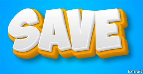 Save Yellow White 3D Text Effect Generator