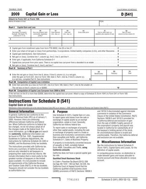 Schedule D 541 California Franchise Tax Board Schedule D 541 California Franchise Tax Board