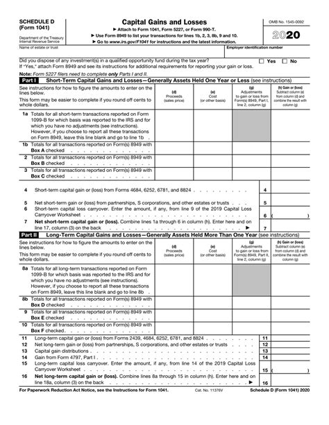 Schedule D Form 1041 Capital Gains And Losses Schedule D Form 1041 Capital Gains And Losses