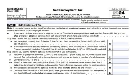 Schedule Se Self Employment Form 1040 Tax Return Preparation