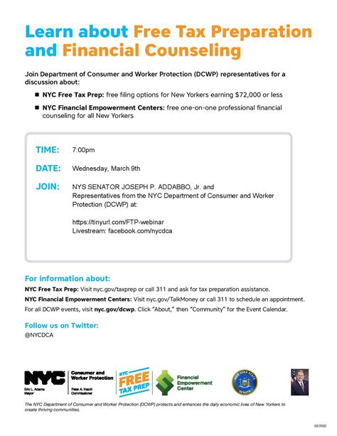 See If You Can Have Your Taxes Filed For Free During This Webinar Hosted By Addabbo And Dcwp Nysenate Gov See If You Can Have Your Taxes Filed For Free During This Webinar Hosted By Addabbo And Dcwp Nysenate Gov