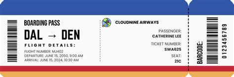 Southwest Airline Ticket Template