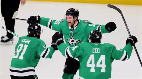 Stars Score Ot Power Play Goal To Beat Jets 2 1 Winning Playoff Series Cbc News