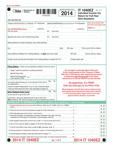 State Of Ohio Tax Forms