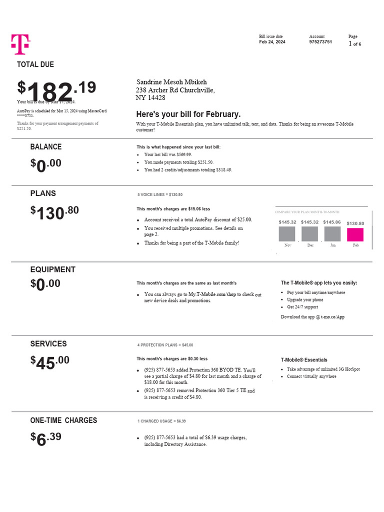 T Mobile Bill Pdf