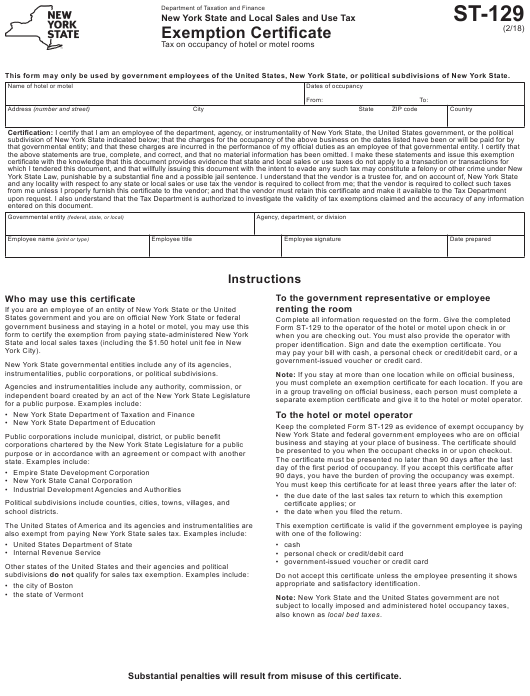 Tax Exempt Form Ny