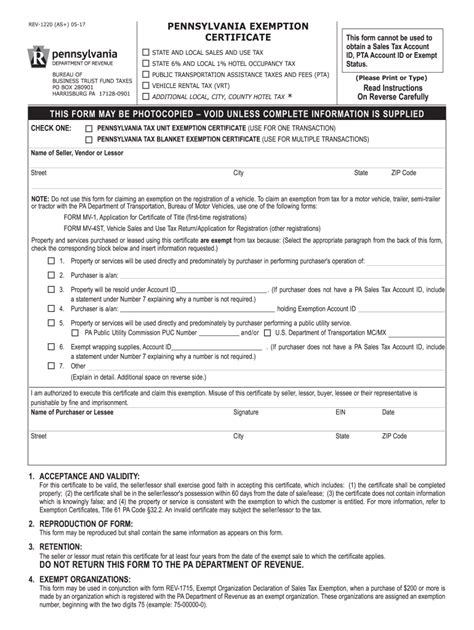 Tax Exempt Form Pennsylvania Printable Tax Exempt Form Pennsylvania Printable