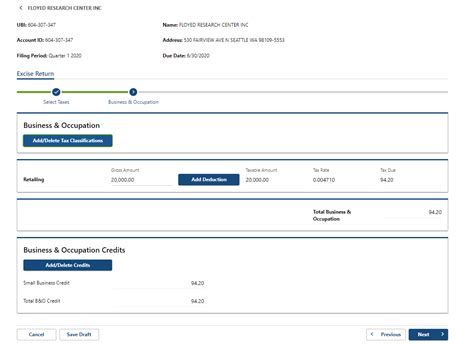 Tax Filing Example Washington Department Of Revenue