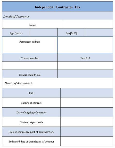Tax Form For Independent Contractor
