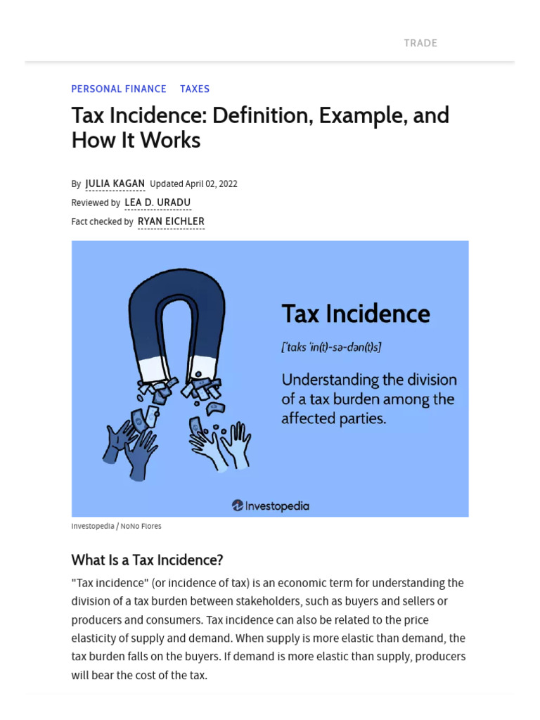 Tax Incidence Definition And How It Works