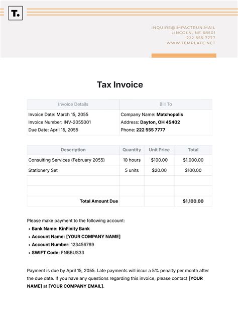 Tax Invoice Template 23 Word Excel Pdf Format Download