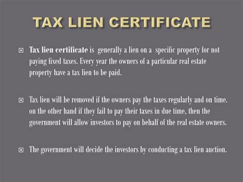 Tax Lien Certificates