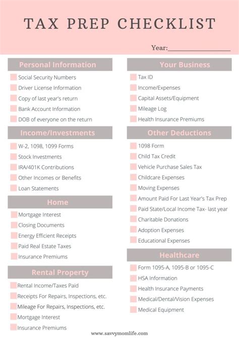 Tax Prep Checklist Tax Checklist Tax Organizer Tax Preparation Tax Planner Etsy