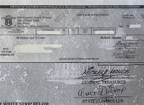 Tax Refund Checks In Rhode Island Showing Up Signed By Mickey Mouse Mickeyblog Com