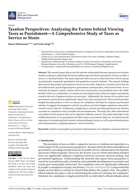 Taxation Perspectives Analyzing The Factors Behind Viewing Taxes As Punishment A Comprehensive Study Of Taxes As Service Or Strain