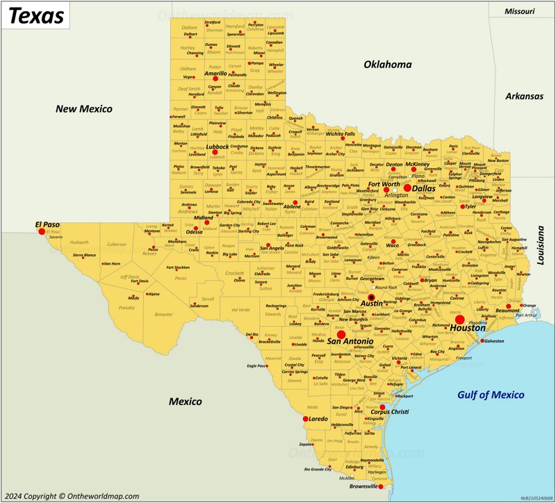 Texas Cities Map Texas State Map With Cities