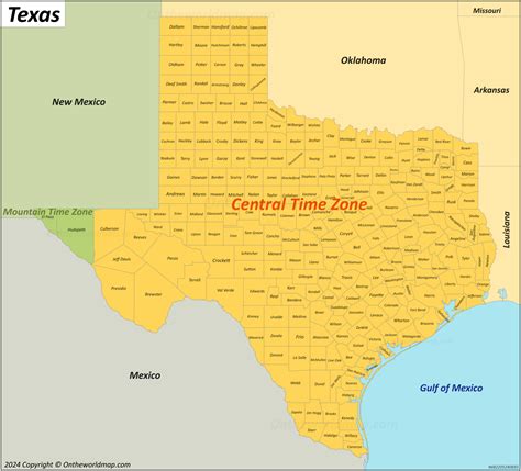Texas Current Time Zone Map
