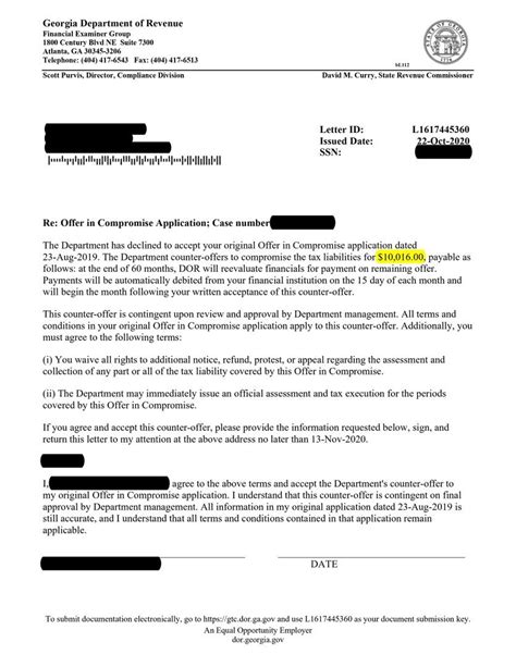 The Georgia Department Of Revenue Accepted Our Offer In Compromise To Settle The Taxpayer's $141,000 Liability For $10,016 -- 7% Of The Original Balance Due, -- Allowing The Taxpayer To Pay The New… | Jason Wiggam | 10 Comments The Georgia Department Of Revenue Accepted Our Offer In Compromise To Settle The Taxpayer's $141,000 Liability For $10,016 -- 7% Of The Original Balance Due, -- Allowing The Taxpayer To Pay The New… | Jason Wiggam | 10 Comments