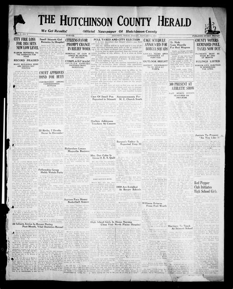 The Hutchinson County Herald Stinnett Tex Vol 8 No 7 Ed 1 Friday January 4 1935 Page 1 Of 6 The Portal To Texas History