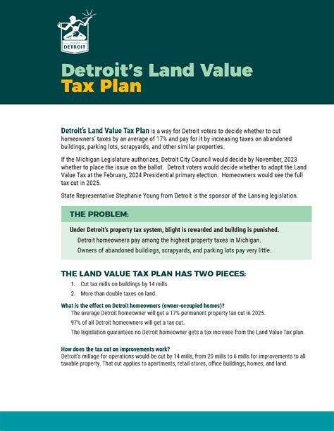 The Land Value Tax Plan City Of Detroit The Land Value Tax Plan City Of Detroit