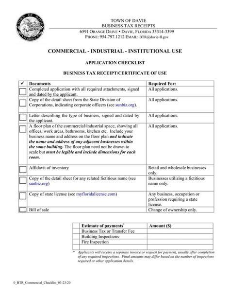 Town Of Davie Business Tax Receipt Certificate Of Use Application Fill And Sign With Lumin