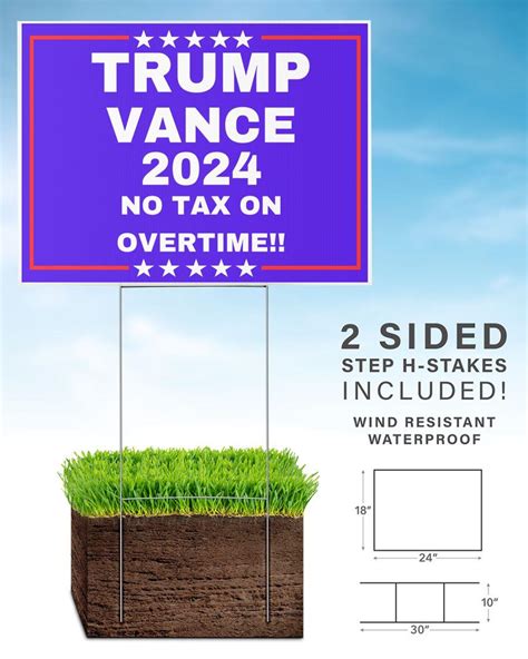 Trumpkin Vance No Tax On Overtime Yard Sign Limotees