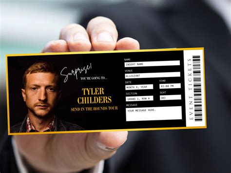 Tyler Childers Concert Tickets Send In The Hounds Tour Editable Surprise Event Tickets Tyler