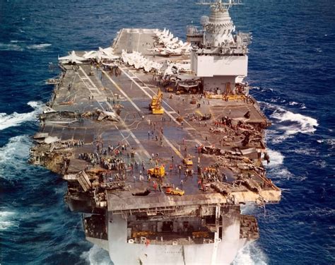 Uss Enterprise Cvn 65 1969 Rocket Explosion During Final Battle Drill R Navy