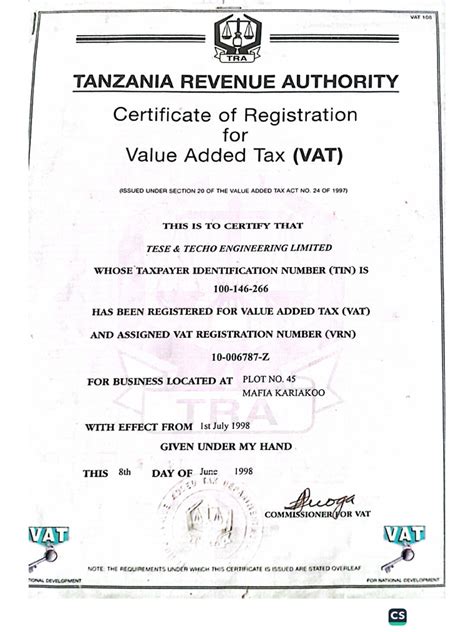 Vat Registration Certificate Pdf Vat Registration Certificate Pdf