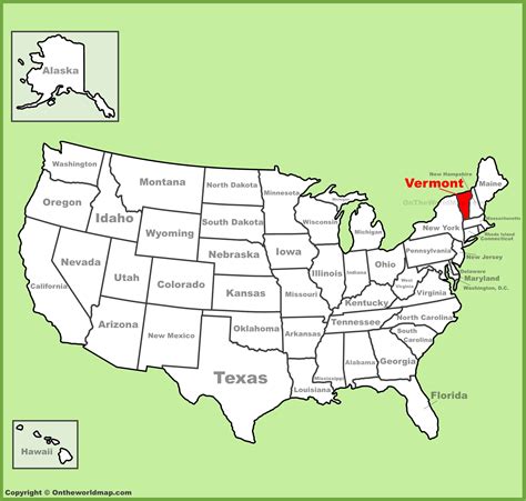 Vermont Location On The U S Map