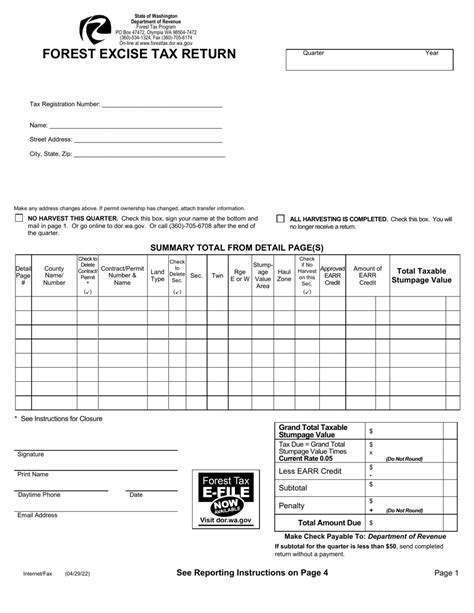 Washington Forest Excise Tax Return Fill Out Sign Online And