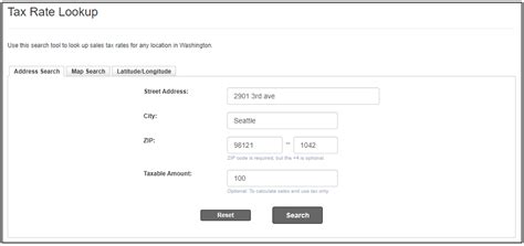 Washington Sales Tax Lookup