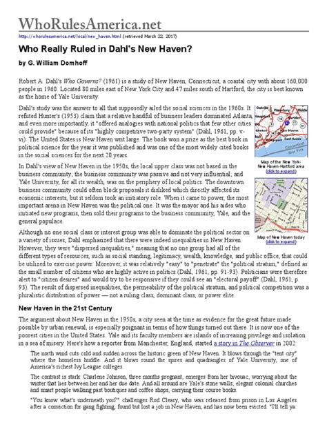 Who Rules America Who Really Ruled In Dahl S New Haven