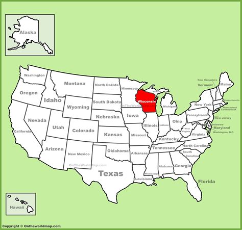 Wisconsin Location On The U S Map Wisconsin Location On The U S Map