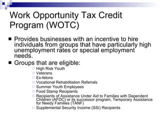 Work Opportunity Tax Credit Program
