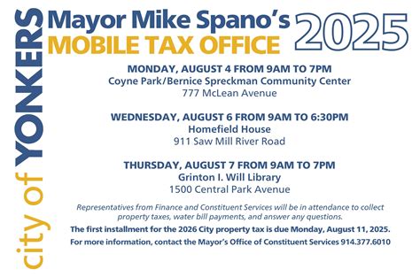 Yonkers To Open Three Mobile Tax Office Locations Yonkers Times